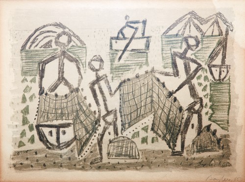 Eduard Bargheer - Senza titolo, 1965, tecnica mista su carta, cm 36x49