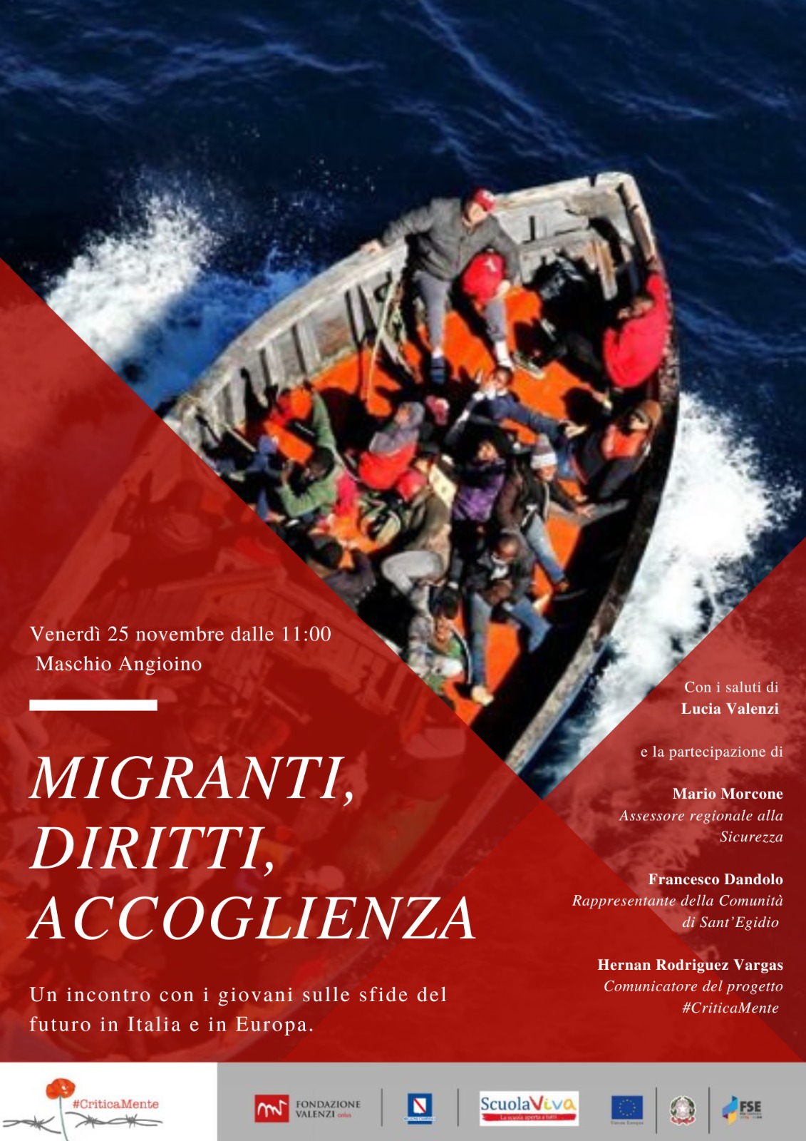 "Migranti, diritti, accoglienza" incontro venerdì 25 novembre